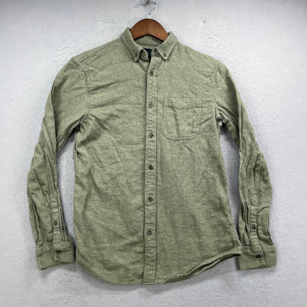 14th & Union Flannel Shirt Men Small Green Trim Fit Chamois Cabincore Utility